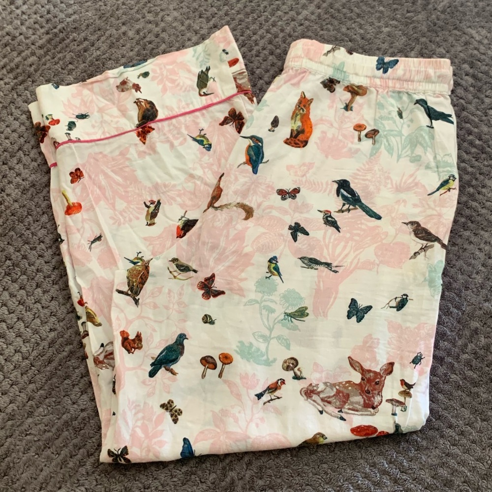 Anthropologie Flannel PJ Bottoms by Nathalie Lete Size Medium Forest Creatures